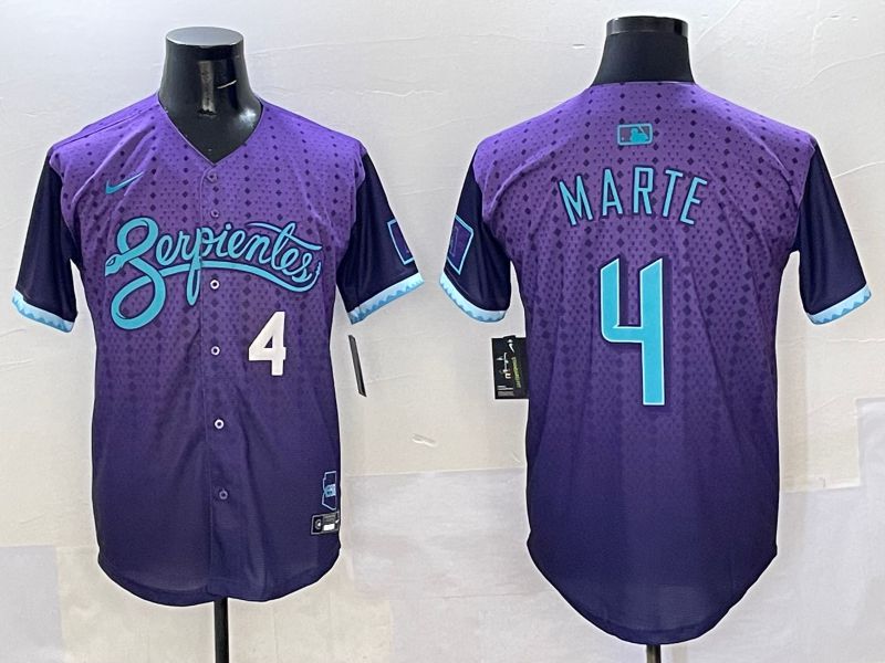 Men Arizona Diamondback 4 Marte Purple Joint Name 2025 Nike MLB Jersey style 3